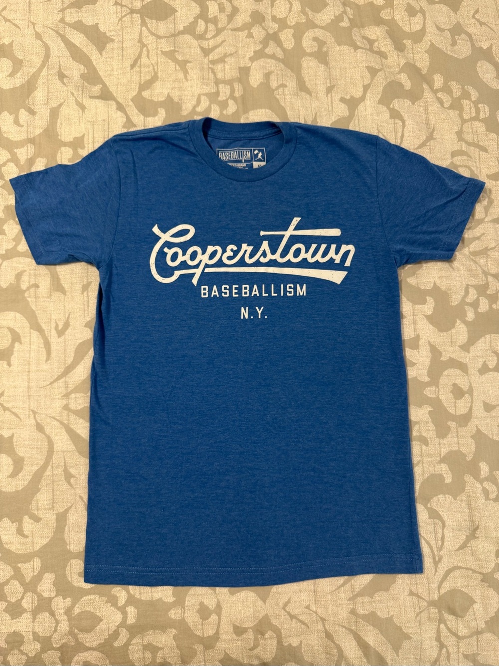 Baseballism Cooperstown N.Y. Blue Graphic Baseball T-Shirt